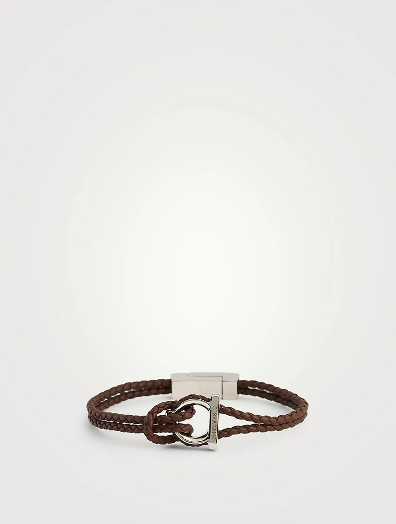 G Frame Braided Leather Bracelet
