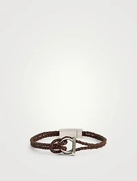 G Frame Braided Leather Bracelet