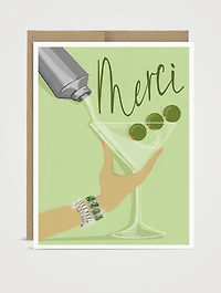 Martini Thank You Greeting Card - French