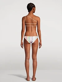 Chevron Lamé One-Shoulder Bikini Set