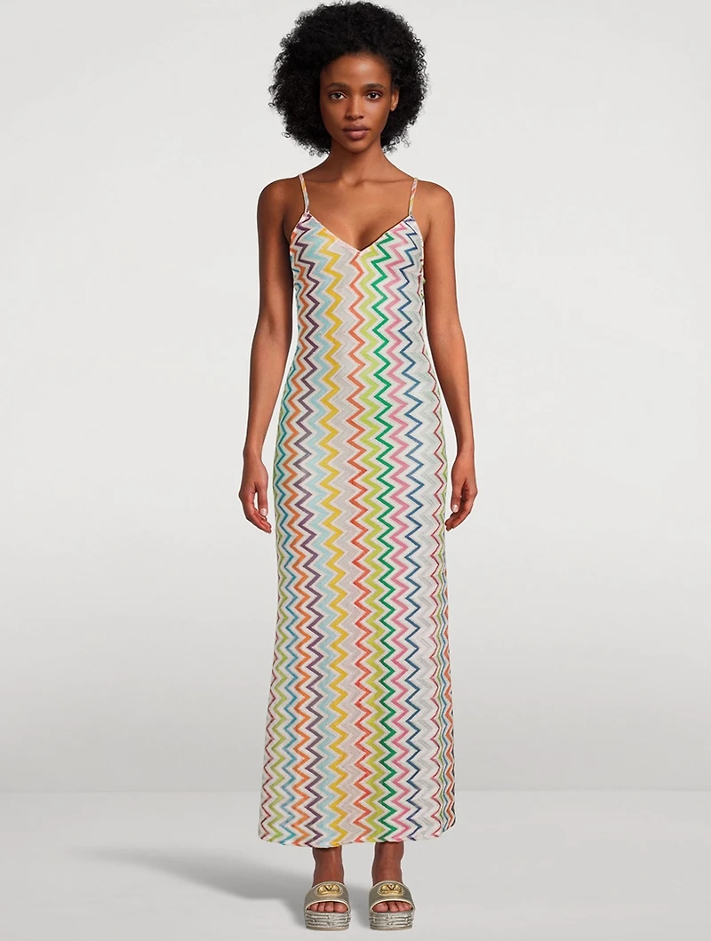 Chevron Lamé Maxi Dress
