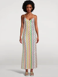 Chevron Lamé Maxi Dress