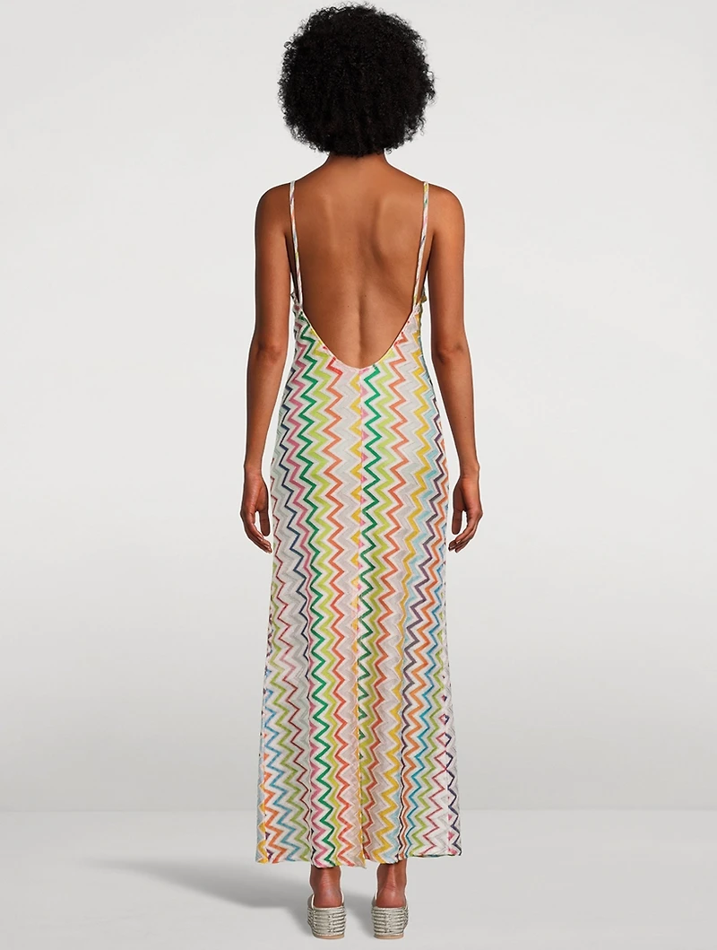 Chevron Lamé Maxi Dress