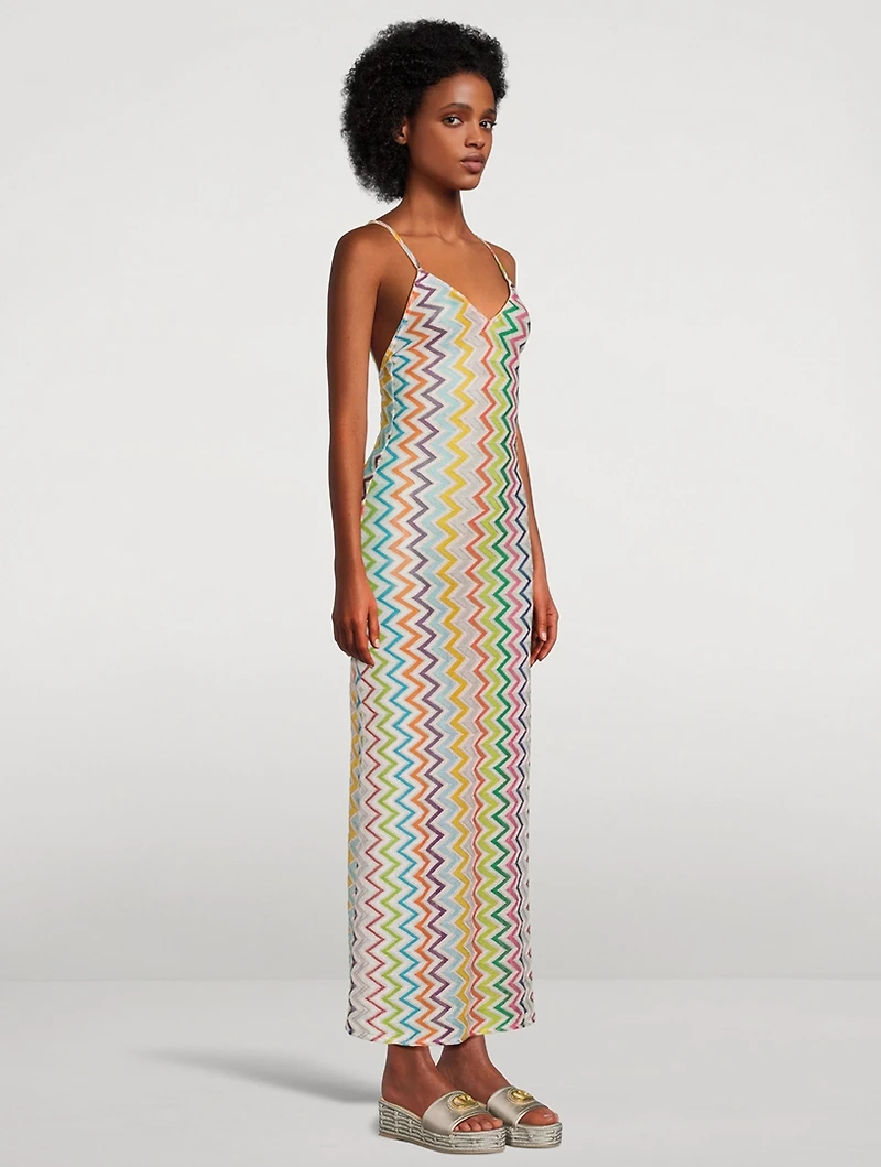 Chevron Lamé Maxi Dress