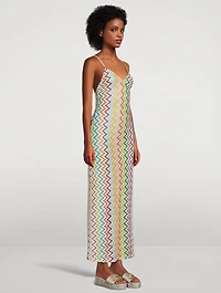 Chevron Lamé Maxi Dress