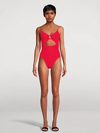 Crystal Cut-Out One-Piece Swimsuit
