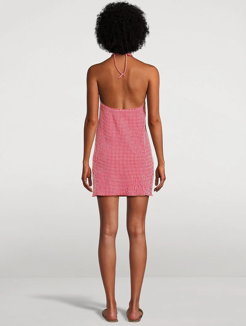 Seersucker Mini Dress Gingham Print