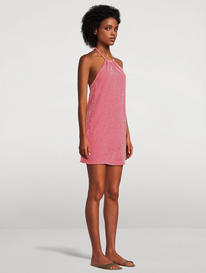 Seersucker Mini Dress Gingham Print
