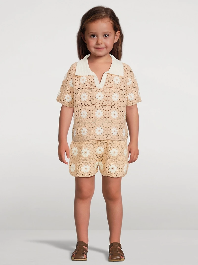 Cascadian Cotton Crochet Polo Shirt
