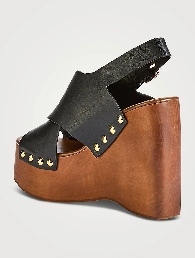 Fiddlesy Leather Platform Wedge Clogs