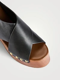 Fiddlesy Leather Platform Wedge Clogs