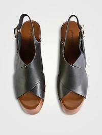 Fiddlesy Leather Platform Wedge Clogs