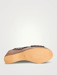 Fiddlesy Leather Platform Wedge Clogs
