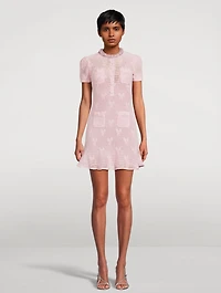 Bow Jacquard Crochet Mini Dress