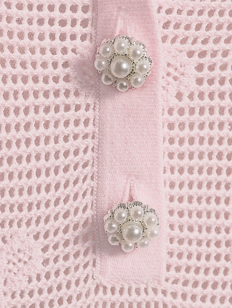 Bow Jacquard Crochet Mini Dress