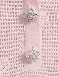 Bow Jacquard Crochet Mini Dress