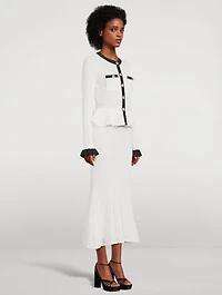 Pointelle Knit Contrast Midi Dress