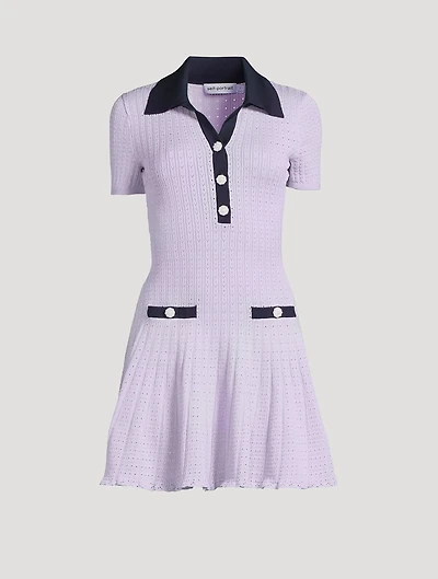 Pointelle Knit Mini Dress