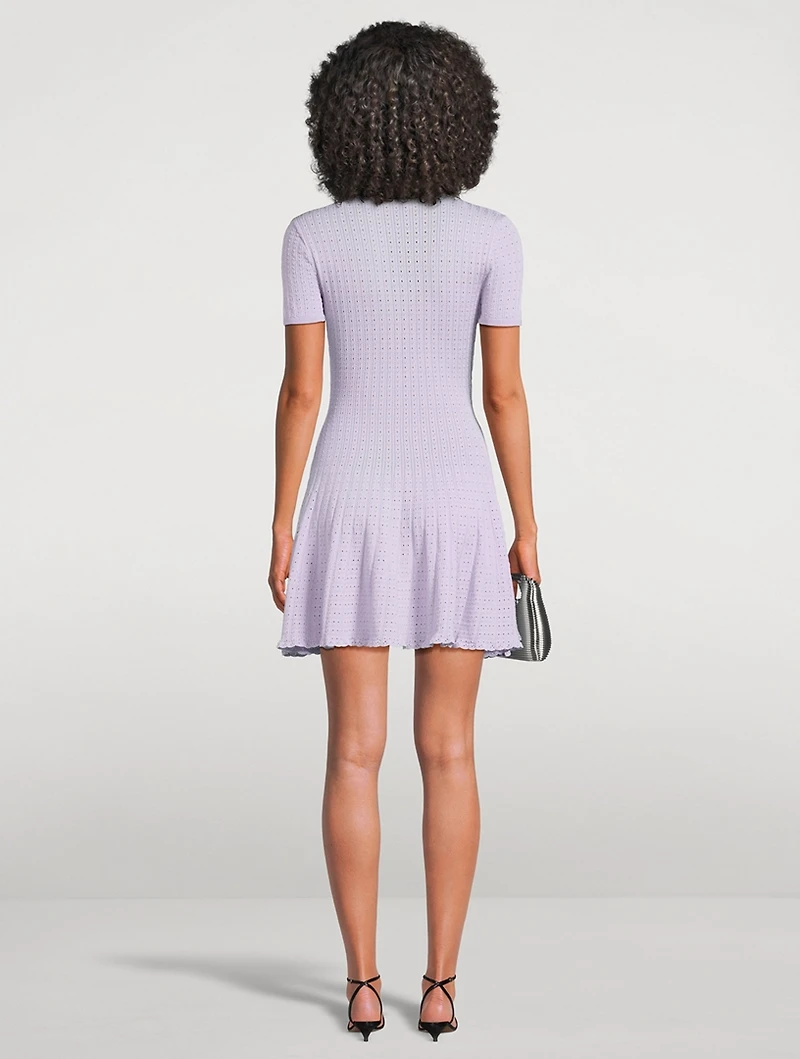 Pointelle Knit Mini Dress