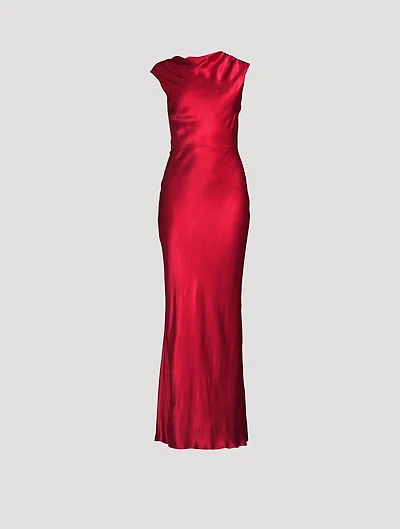 Tatum Cowl-Back Satin Gown