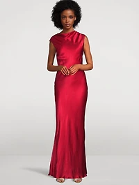 Tatum Cowl-Back Satin Gown