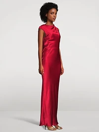Tatum Cowl-Back Satin Gown