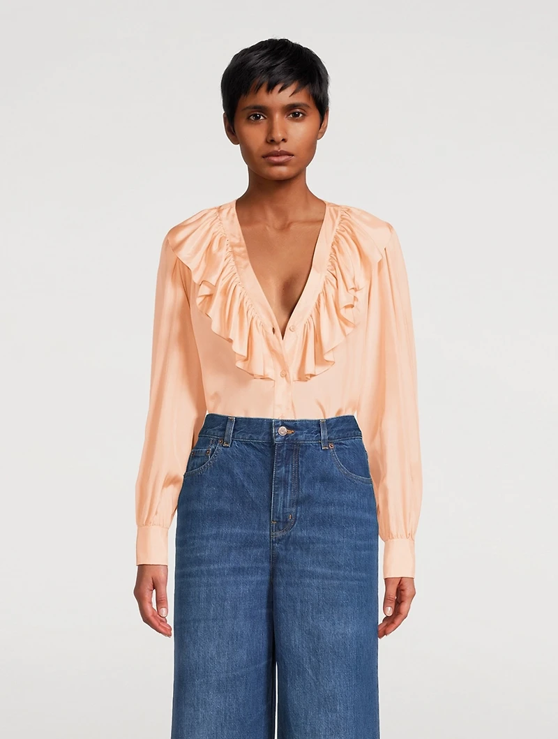 Ruffled Silk Blouse