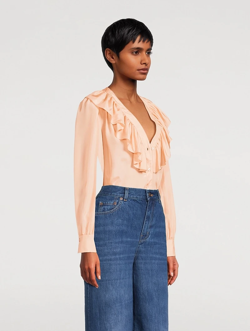 Ruffled Silk Blouse