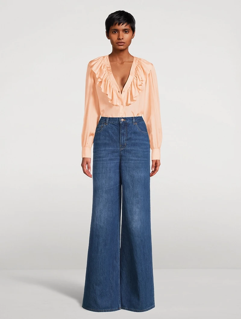 Ruffled Silk Blouse