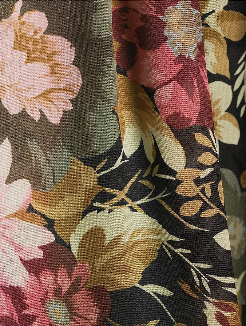 Silk Charmeuse Trousers Roses Print