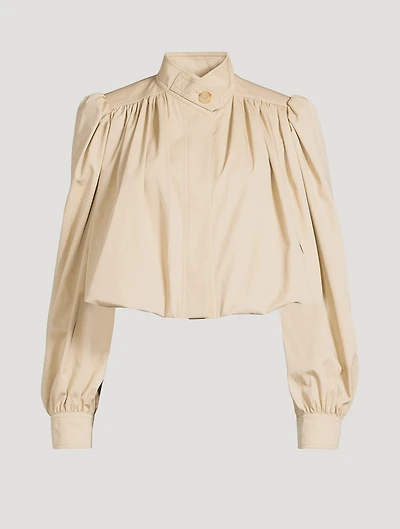 Puff-Sleeve Gabardine Jacket