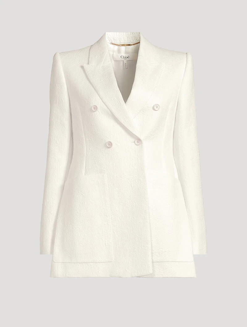 Double-Breasted Jacquard Blazer