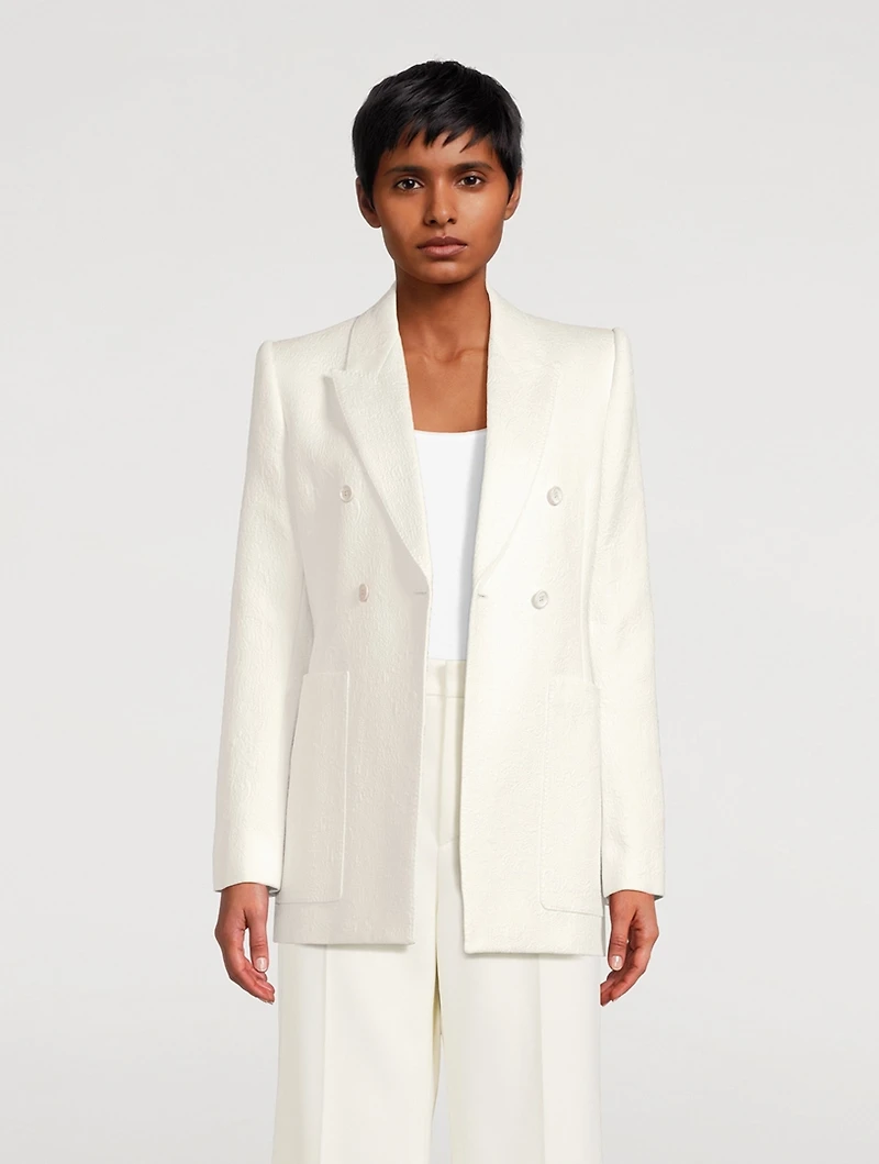 Double-Breasted Jacquard Blazer