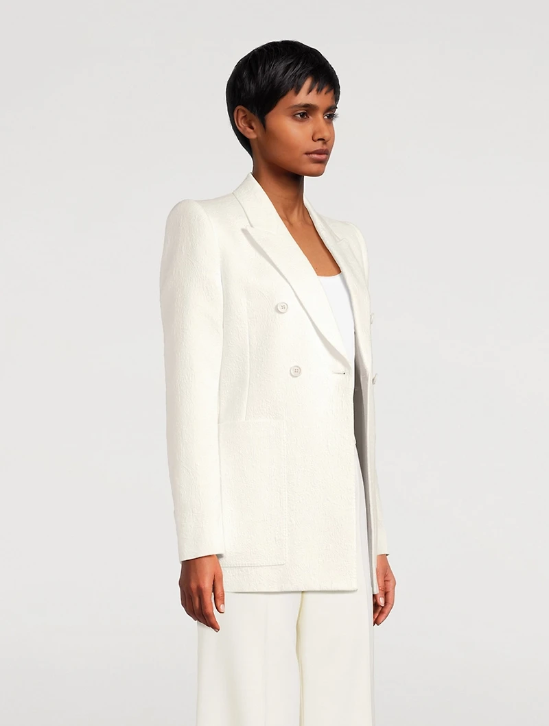 Double-Breasted Jacquard Blazer