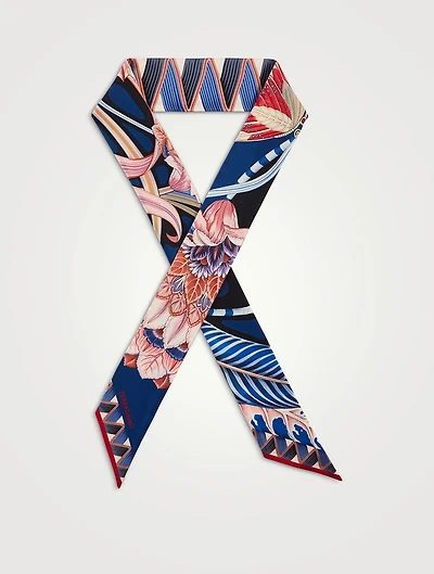 Silk Skinny Scarf In Giada Print