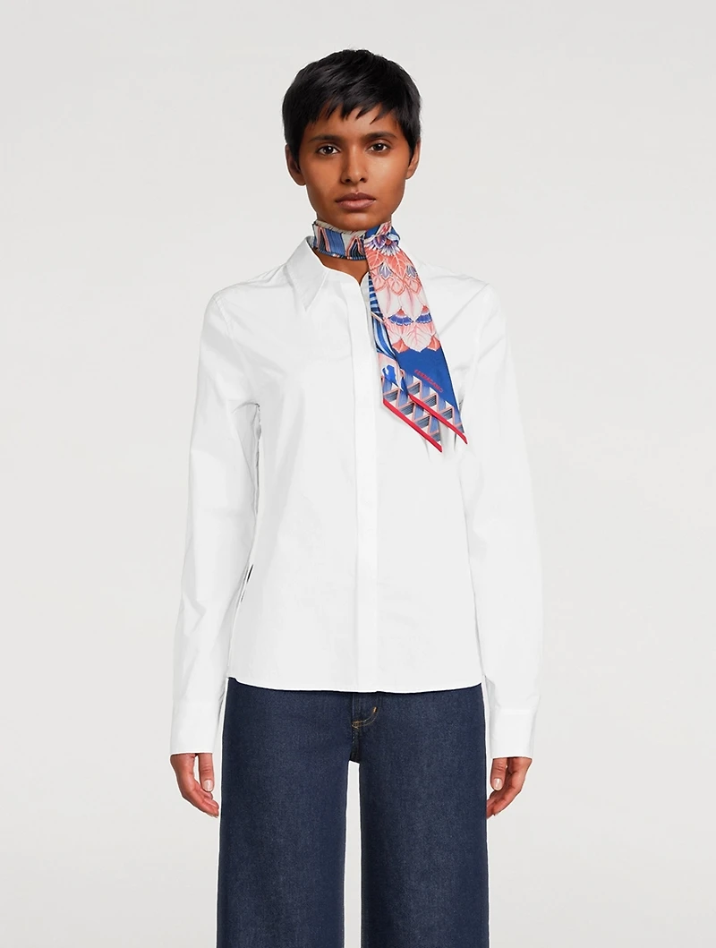 Silk Skinny Scarf In Giada Print