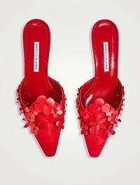 Harnes Floral-Appliqué Suede Mules