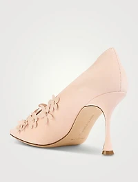 Harneclo Floral-Appliqué Suede Pumps