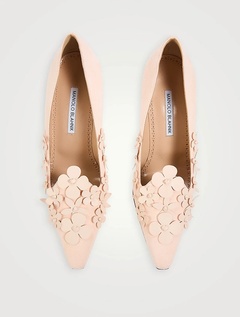 Harneclo Floral-Appliqué Suede Pumps