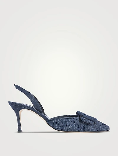 Maysli Woven Denim Slingback Pumps