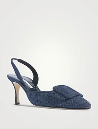 Maysli Woven Denim Slingback Pumps