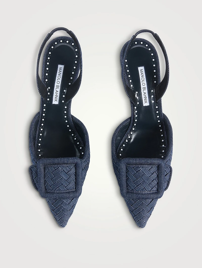 Maysli Woven Denim Slingback Pumps