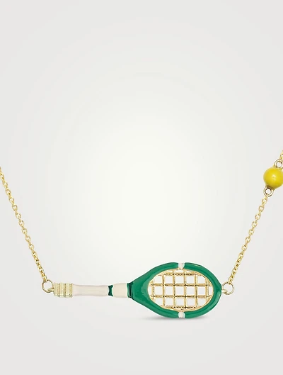 9K Gold Tennis Pelota Pendant Necklace