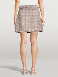 Belted Tweed Mini Skirt