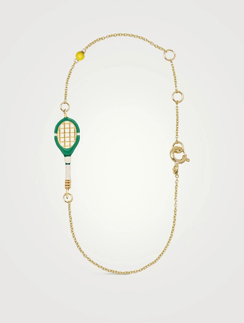 Pasiones 9K Gold Tennis Pelota Chain Bracelet