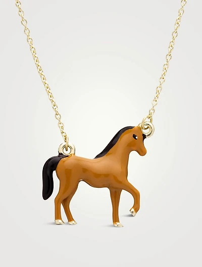 9K Gold Caballo Pendant Necklace