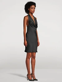 Draped Satin Halter Dress