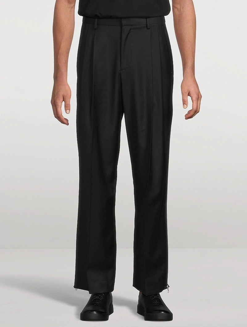 Wool Double-Pleated Trousers