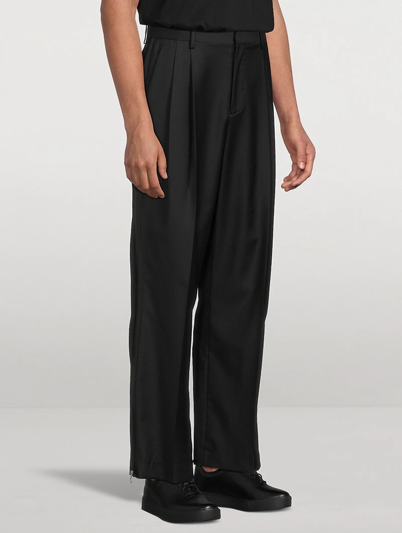 Wool Double-Pleated Trousers
