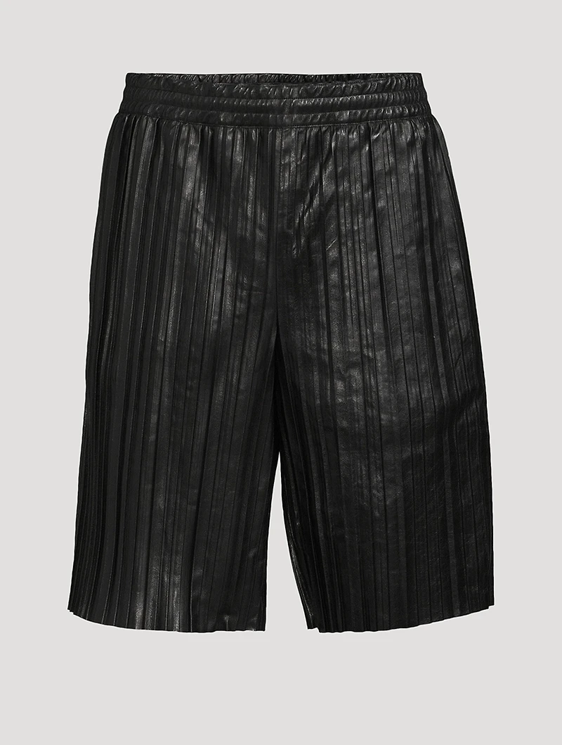 Leather Pleated Shorts